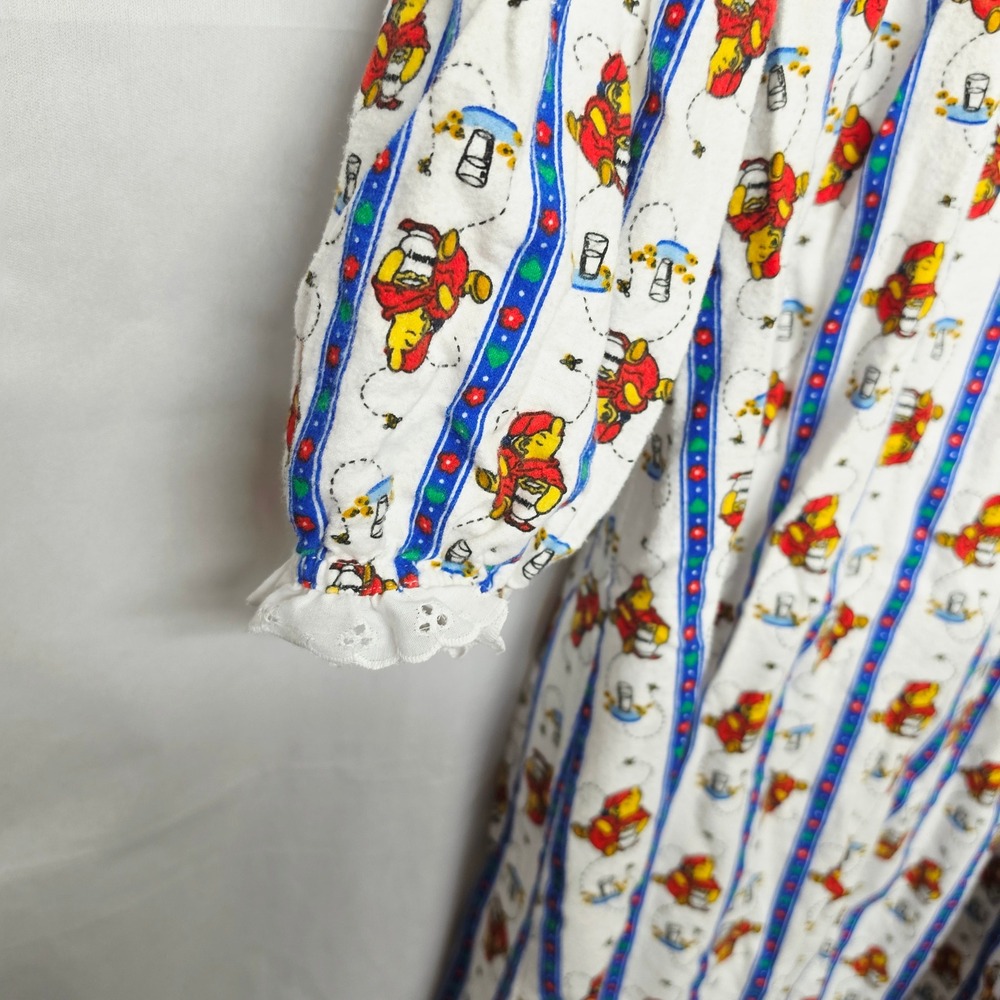 Lanz of Salzburg Disney Winnie the Pooh Vintage Flannel Nightgown White Blue M - Picture 3 of 7